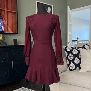 Karen Millen Deep Burgundy Long Sleeve Dress